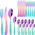 Ljojo 24pcs Stainless Steel Cutlery Set - Western Dinnerware Flatware Kit