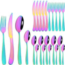 Ljojo 24pcs Stainless Steel Cutlery Set - Western Dinnerware Flatware Kit