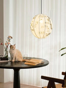 Bamboo Leaf Fabric Chandelier: Hand-Painted, Ancient Style Pendant Lamp for Bedroom & Dining Room by Ljojo