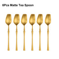 Ljojo 24-Piece Gold Stainless Steel Cutlery Set Flatware Knife Fork Spoon Mirror Matte