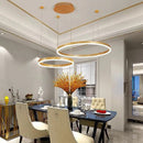 LED Black Gold Chandelier Circle Hanging Pendant Lamp for Living Dining Ceiling by Ljojo