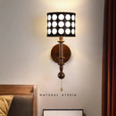 French Retro Bedroom Bedside Fabric Wall Lamp Wave Point Wood Lighting by Ljojo