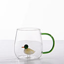 Ljojo 3D Cartoon Animal Glass Cup - Cute Single Layer Cup for Water, Coffee, Juice