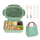 Ljojo 3-Compartment Lunch Box with Utensils, Leak-Proof & Durable Plastic Containers