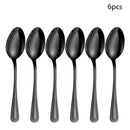 Ljojo 24-piece Stainless Steel Black Tableware Set - Knife, Fork, Spoon