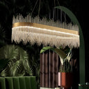 Glass Led Pendant Light Dining Room Chandelier Lustre Metal Suspension Lamp - Ljojo