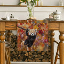 Autumn Red Panda Maple Leaf Table Runner by Ljojo: Festive Dining Decor