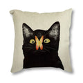 Black Cat & Butterfly Print Linen Cushion Cover by Ljojo - 45x45CM