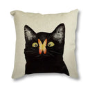 Black Cat & Butterfly Print Linen Cushion Cover by Ljojo - 45x45CM