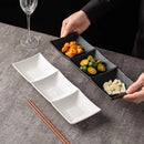 Ljojo Matte Ceramic Seasoning Dish 3 Grids Sushi Plate Molecular Cuisine Tableware