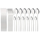 Ljojo 24-Piece Stainless Steel Dinnerware Set - Knife Fork Spoon Silverware Tableware