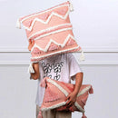 Bohemian Pink Geometric Tassel Throw Pillow Cover for Living Room Sofa by Ljojo