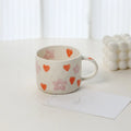 Ljojo 10oz Heart Pattern Ceramic Coffee Mug with Handle, Unique Design, Lovely Gift