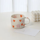Ljojo 10oz Heart Pattern Ceramic Coffee Mug with Handle, Unique Design, Lovely Gift