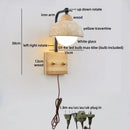 Ljojo LED Wall Lights Bedroom Yellow Travertine White Glass Wabi Sabi Wood Bedside Lamp