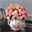 Ljojo™ Ceramic Vase & Flower Arrangement Set - Home Decor Crafts