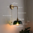 Ljojo LED Copper Wall Light for Bathroom Mirror Hallway Bedroom Glass Lamp