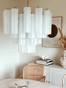 Frosted White Texture Glass Chandelier LED Lighting Fixture for Living Room Decor by Ljojo