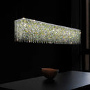 Nordic Rectangular Drop Crystal Chandelier - Luxury LED Hanging Lamp for Living Dining Room by Ljojo