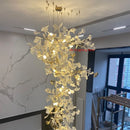 Large Ginkgo Leaf Chandelier Staircase Lights for Luxury Villas by Ljojo