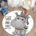 Ljojo Lion Cartoon Animal Round Carpet for Living Room Children's Bedroom