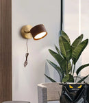 Ljojo LED Wall Sconce Lamp Walnut Wood Base Modern Art Fixture