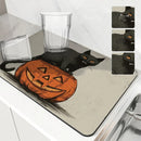 Halloween Cat Pumpkin Head Absorbent Drying Mat for Kitchen Table by Ljojo