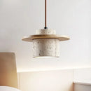European Vintage Stone Pendant Light LED Walnut Travertine Hanging Lamp by Ljojo