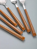 Ljojo 12-Piece Stainless Steel Cutlery Set with Imitation Wood Handle