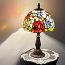 French Table Lamp Stained Glass Red Rose 8 Inches Bedside Reading Light Ljojo