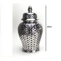 Ljojo™ Gold Ceramic Temple Jar with Lid, Home Decorative Vase, Hollow Storage Jar
