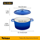 Ljojo 5L Cast Iron Dutch Oven with Enamelled Casserole, 23cm - 3 Color Options