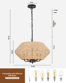 Ljojo 5-Light Rattan Chandelier for Kitchen Bedroom Living Room.