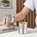 Ljojo Little Bear Stainless Steel Coffee Cup with Wooden Pad