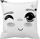 Ljojo Manga Anime Cute Expression Woman Face Pillow Cover 45x45cm Home Decor