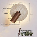 Ljojo LED Wall Light: Modern Nordic Yellow Travertine Glass Bedside Lamp
