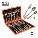 Ljojo 18Pcs Stainless Steel Cutlery Set in Gold Finish with Elegant Matte Handle