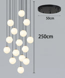 Ljojo LED Ring Stairs Pendant Light Chandeliers for Living Room and Dining Room