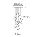 Gold Glass Pendant Light Cube LED Hanging Lamp for Bedroom Living Room | Ljojo