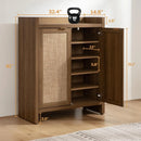 Ljojo™ 24 Pair Shoe Storage Cabinet, Rattan Doors, 6-Tier Farmhouse Style