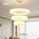 French Cream Style Feather Pendant Light | Designer Circular Shell Glass Dining Room Decor | Ljojo