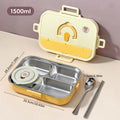 Ljojo 4/5 Grids Stainless Steel Divided Lunch Box Set with Cutlery