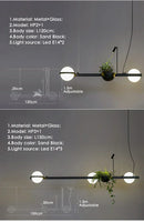 Ljojo LED Chandelier Plant Suspension Pendant Light - Black Kitchen Bar Dinning Room