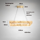 Alabaster Square Marble Chandelier Lighting Pendant by Ljojo Spanish Natural Marble Dining Room