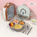 Ljojo 304 Stainless Steel Divided Lunch Box with Cutlery & Leakproof Design
