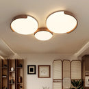 Walnut LED Ceiling Light Living Room Chandelier Ljojo - Modern Round Wooden Lamp Fixture
