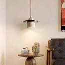 Slim Yellow Travertine LED Pendant Lamp by Ljojo - Cave Stone Suspension Chandelier for Indoor Lighting
