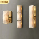 Ljojo LED Copper Marble Wall Lamp for Villa Living Room Corridor Lighting