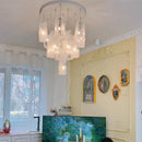 Ljojo Modern Luxury LED Chandelier Cream Glass Pendant Light for Bedroom Living Room