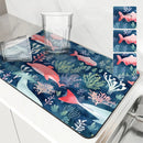 Ljojo Marine Whales Desk Drain Pad, Heat Resistant Non-slip Kitchen Drying Mat